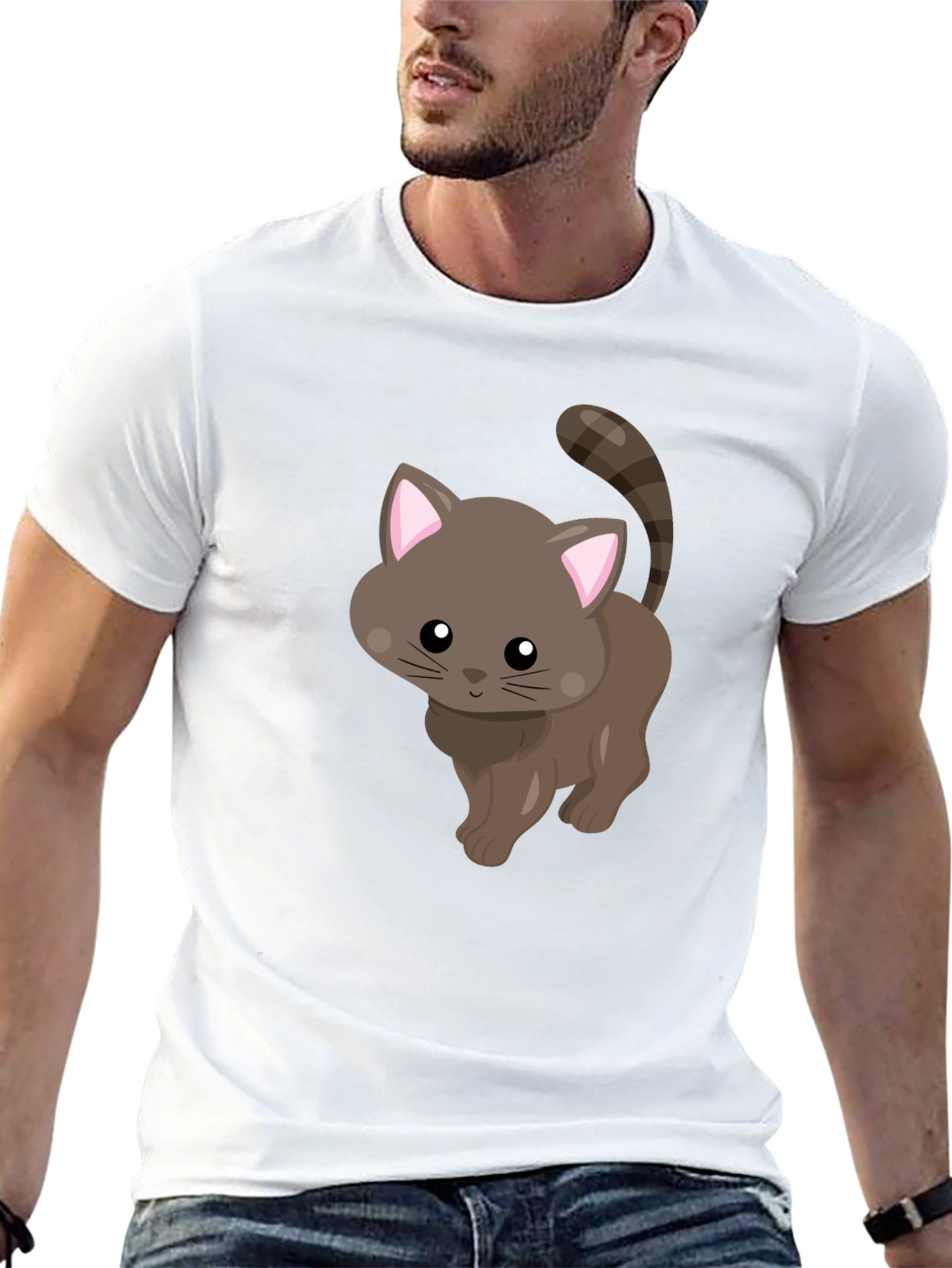 Cute Kitten Graphic T-Shirt - Black
