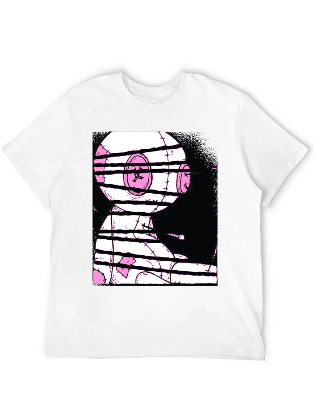 Glitchy Doll Graphic Tee - Black Cotton T-Shirt