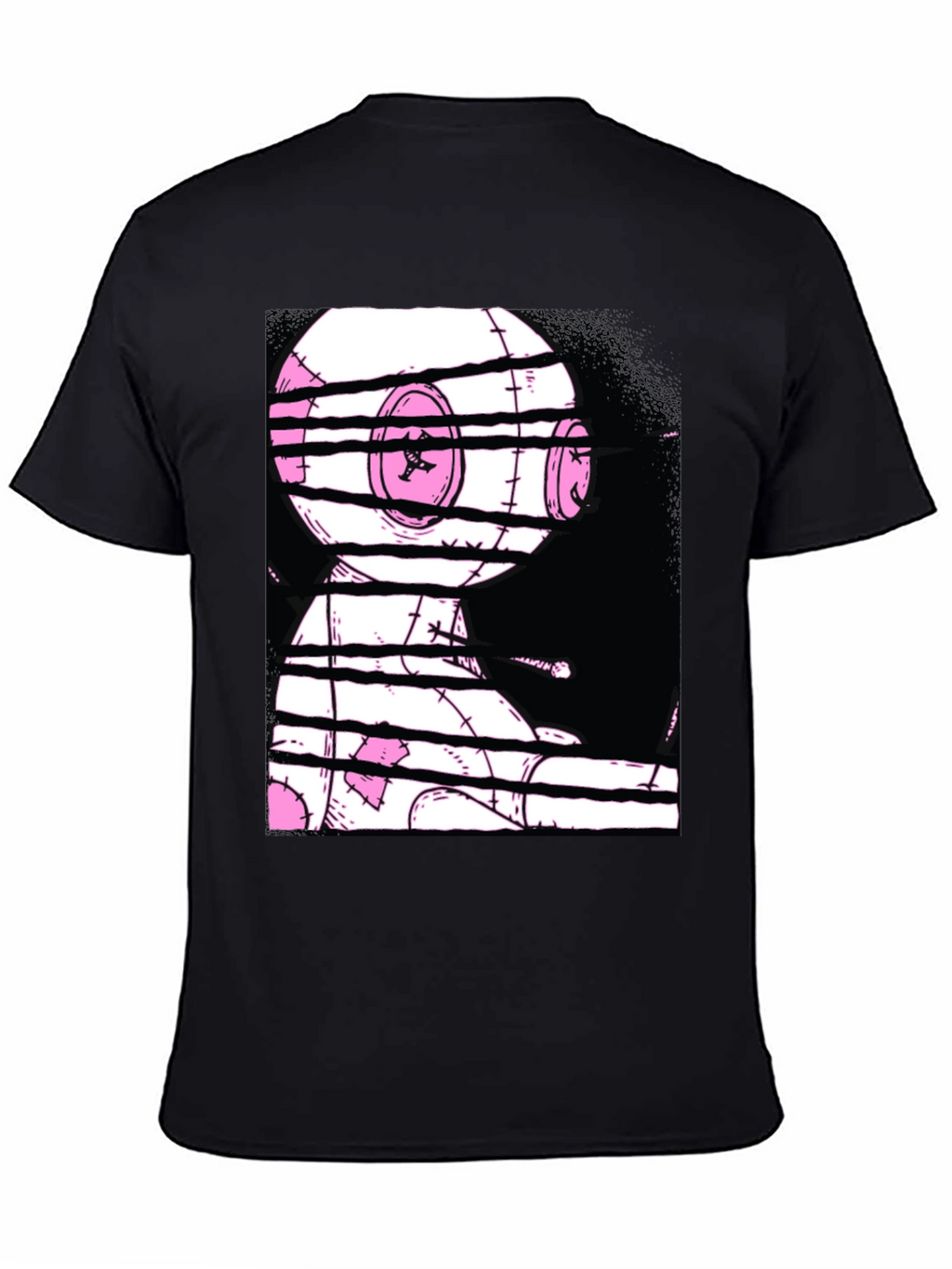 Glitchy Doll Graphic Tee - Black Cotton T-Shirt