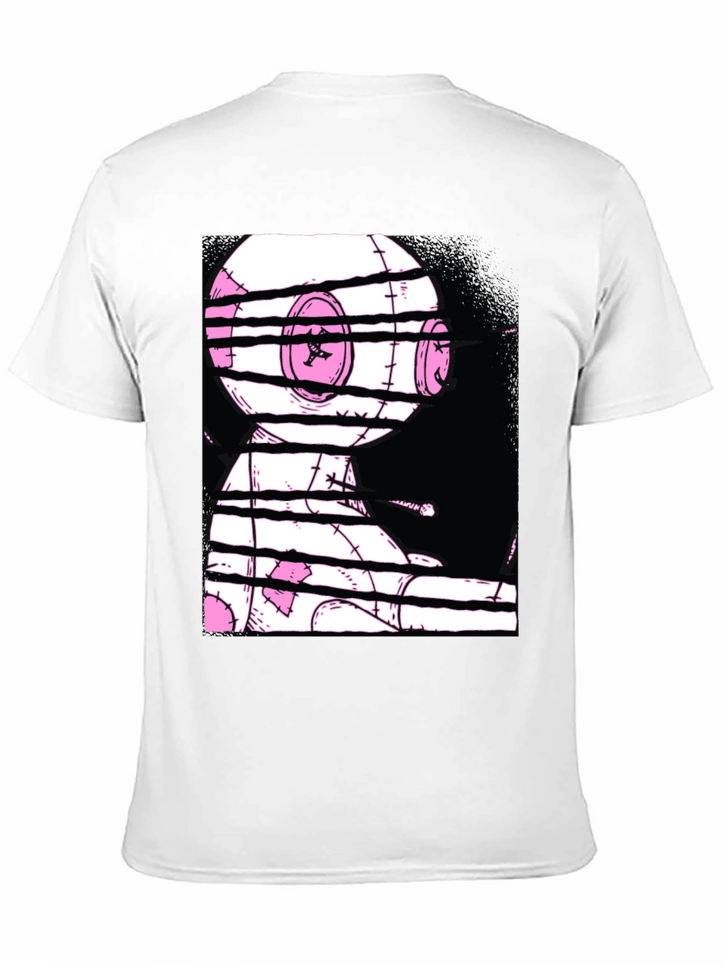 Glitchy Doll Graphic Tee - Black Cotton T-Shirt
