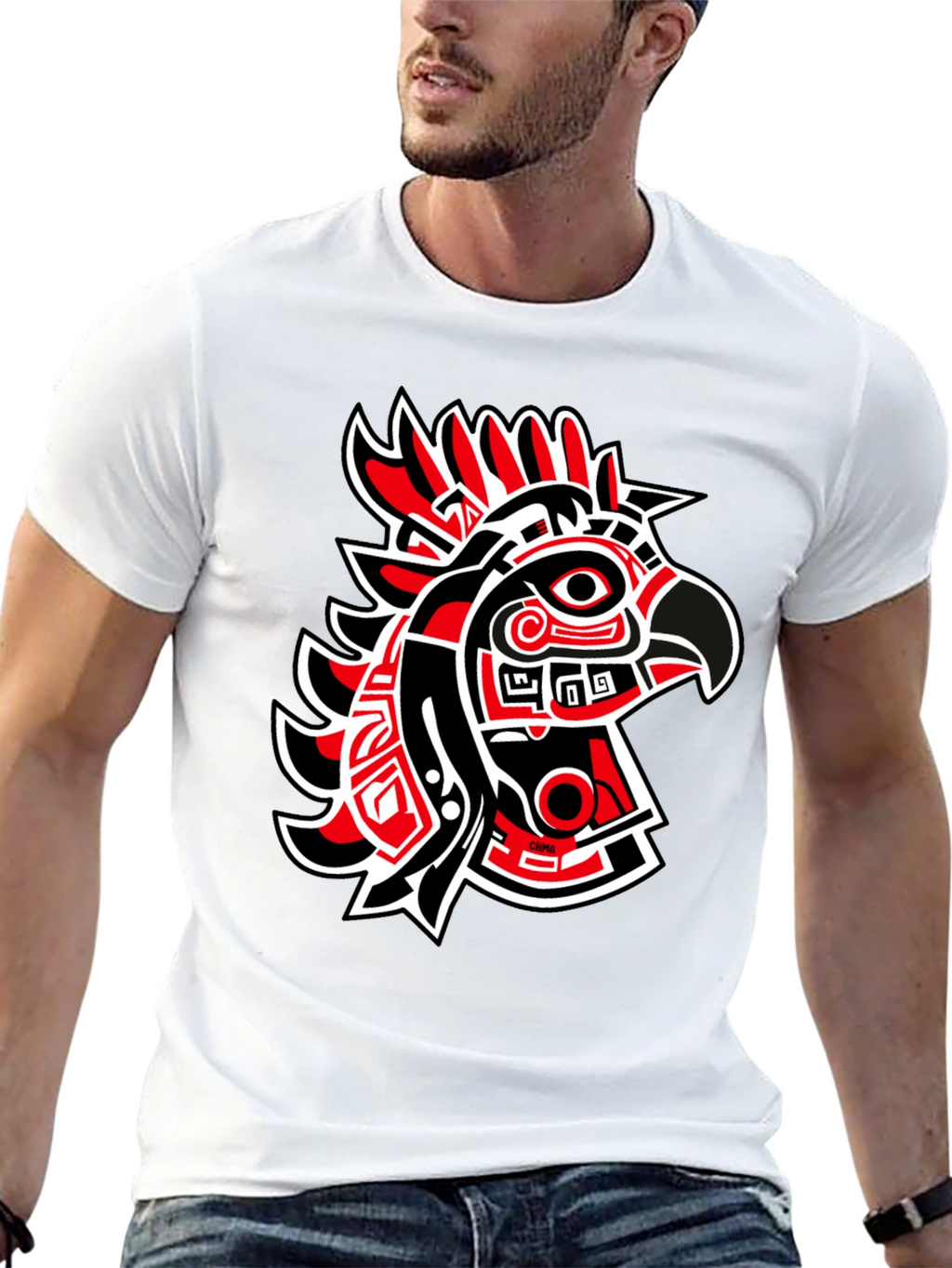 Red & Black Eagle Graphic Tee