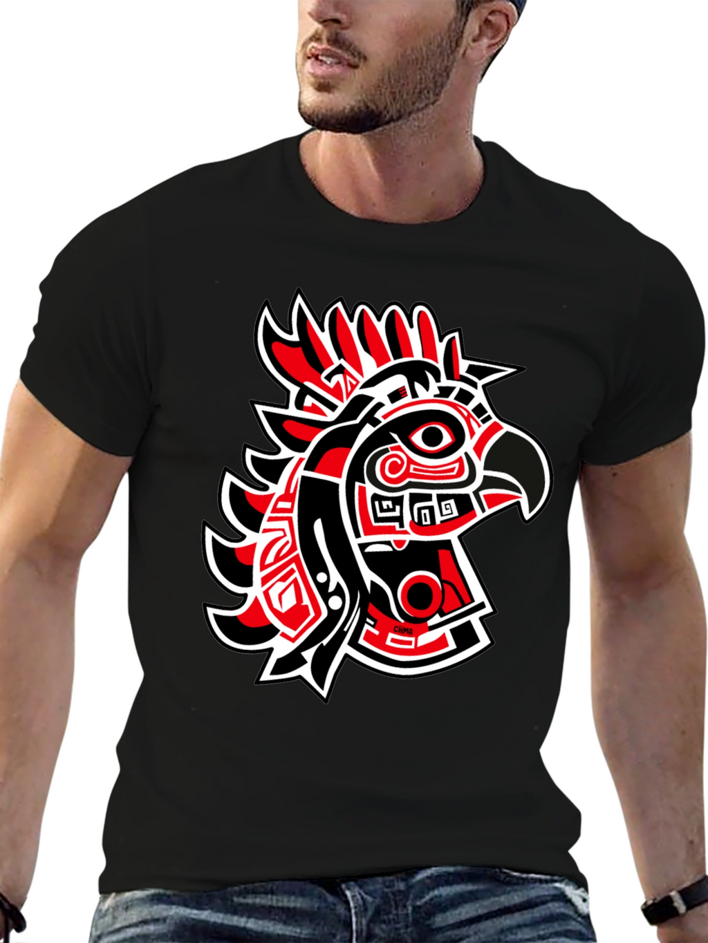 Red & Black Eagle Graphic Tee