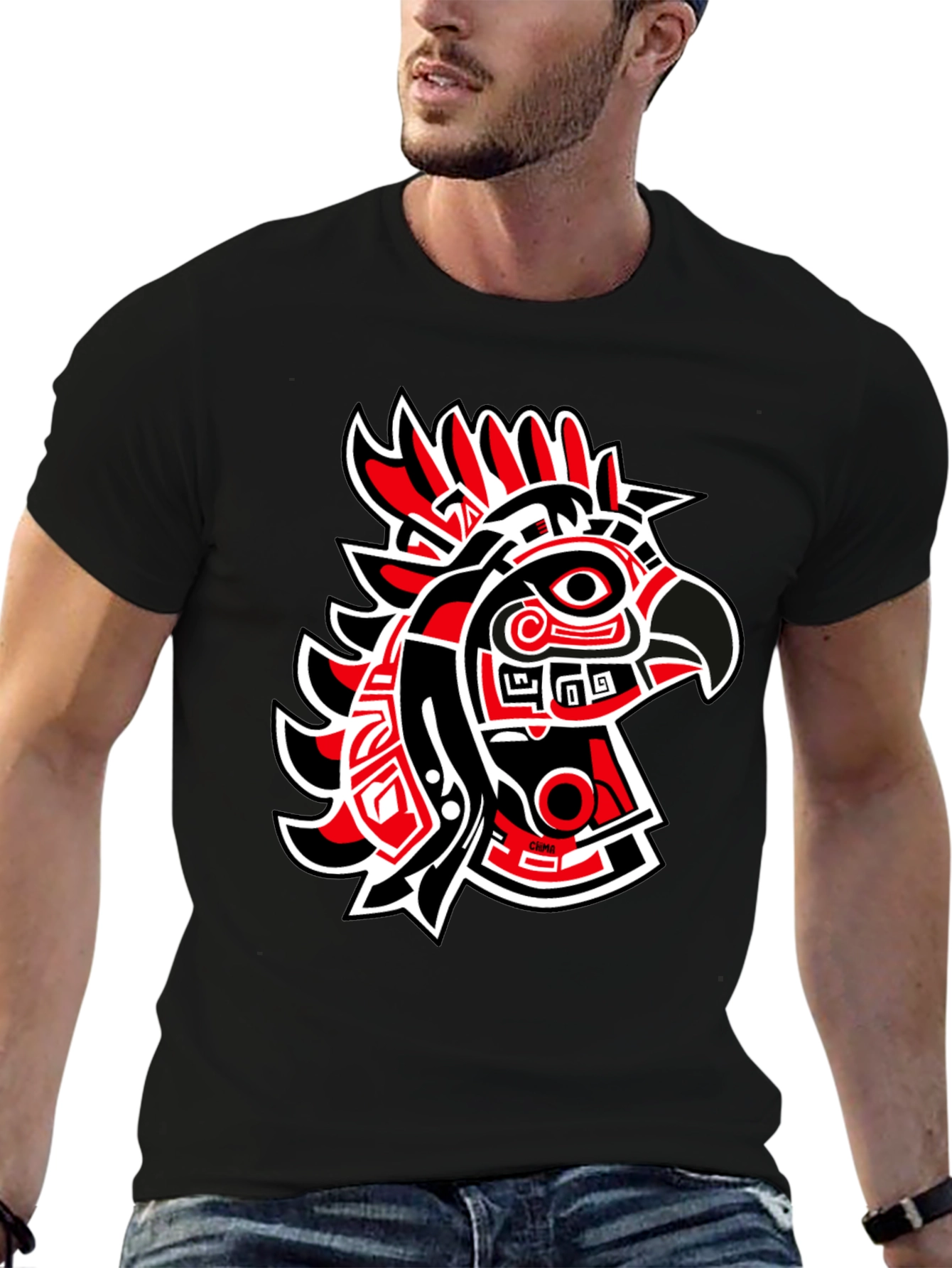 Red & Black Eagle Graphic Tee