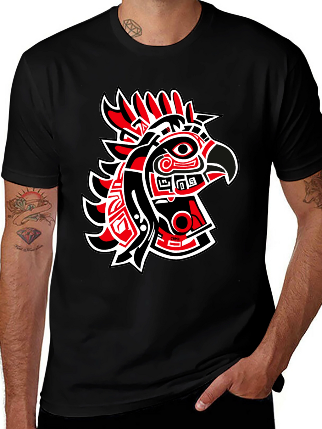 Red & Black Eagle Graphic Tee