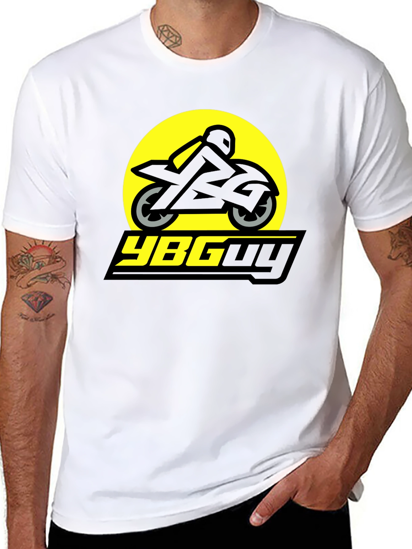 YBGuy Motorbike Graphic Black T-Shirt