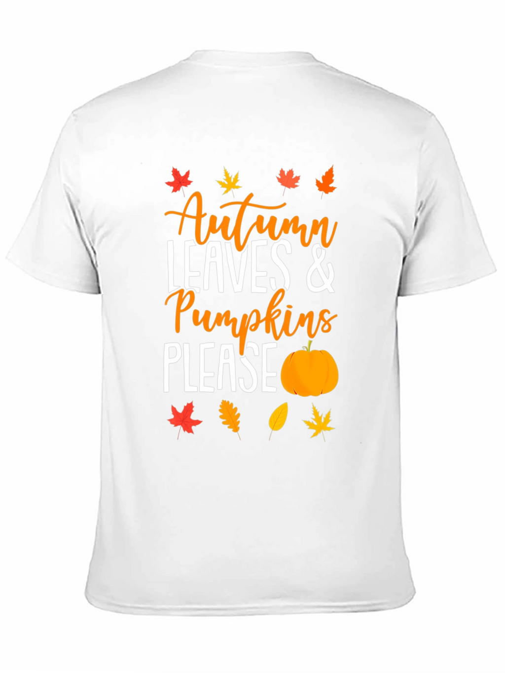 Autumn Leaves & Pumpkins Please Black T-Shirt