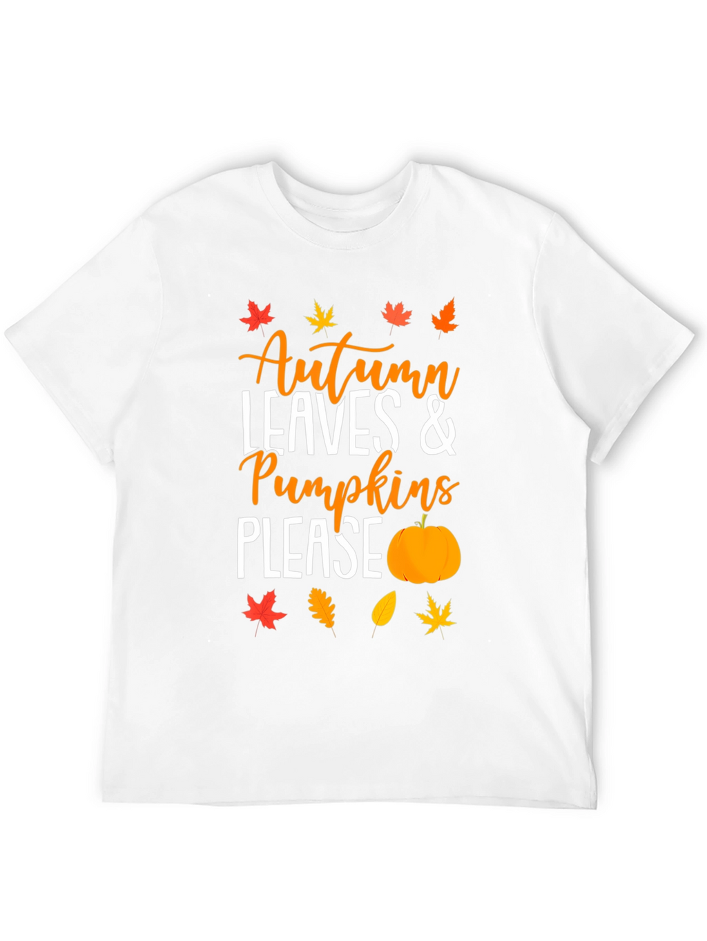Autumn Leaves & Pumpkins Please Black T-Shirt