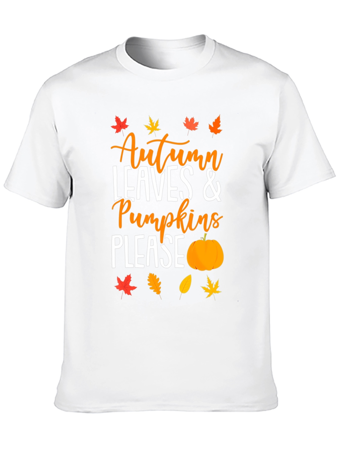 Autumn Leaves & Pumpkins Please Black T-Shirt
