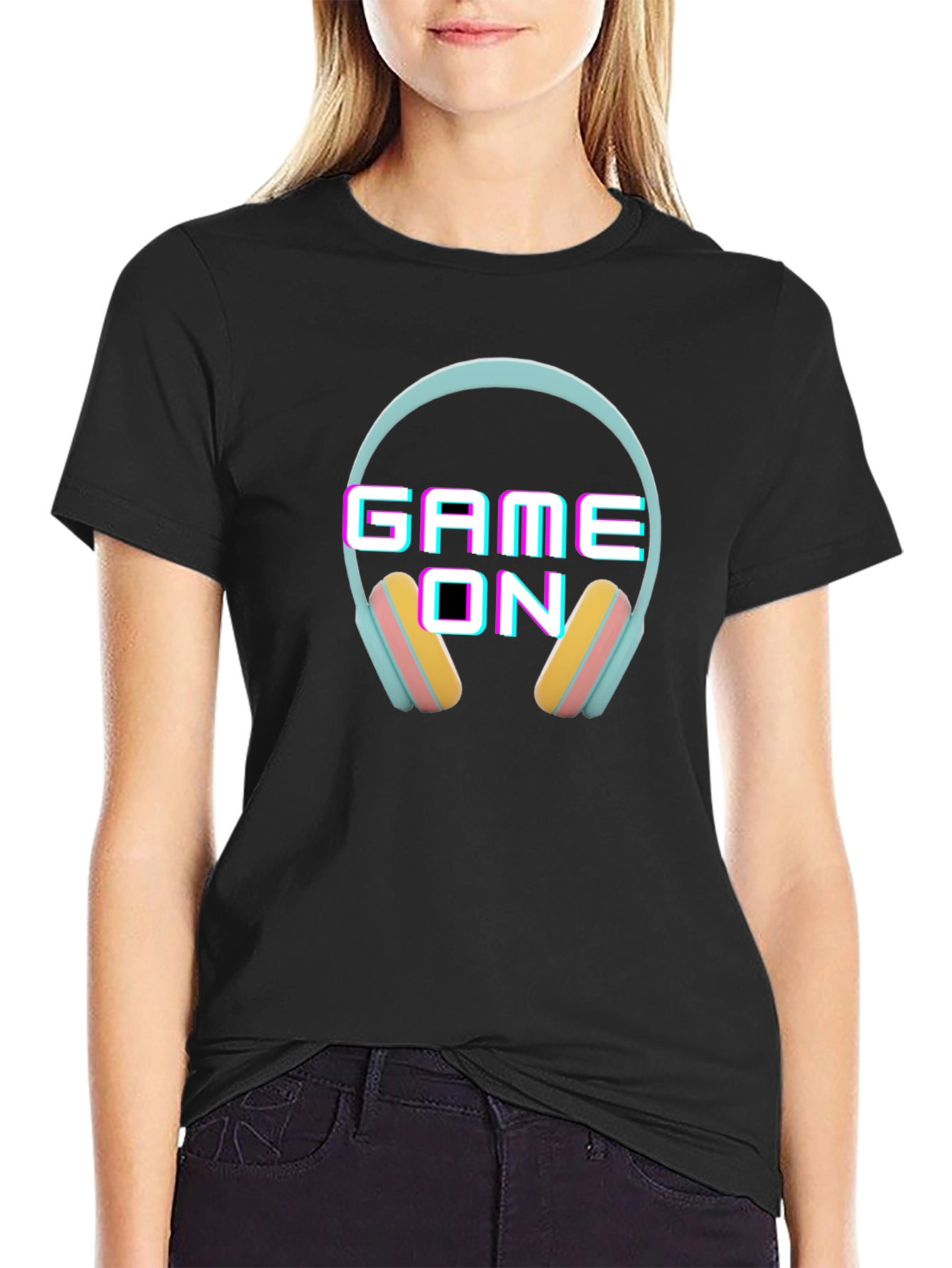 Game On Headphone Graphic Black T-Shirt