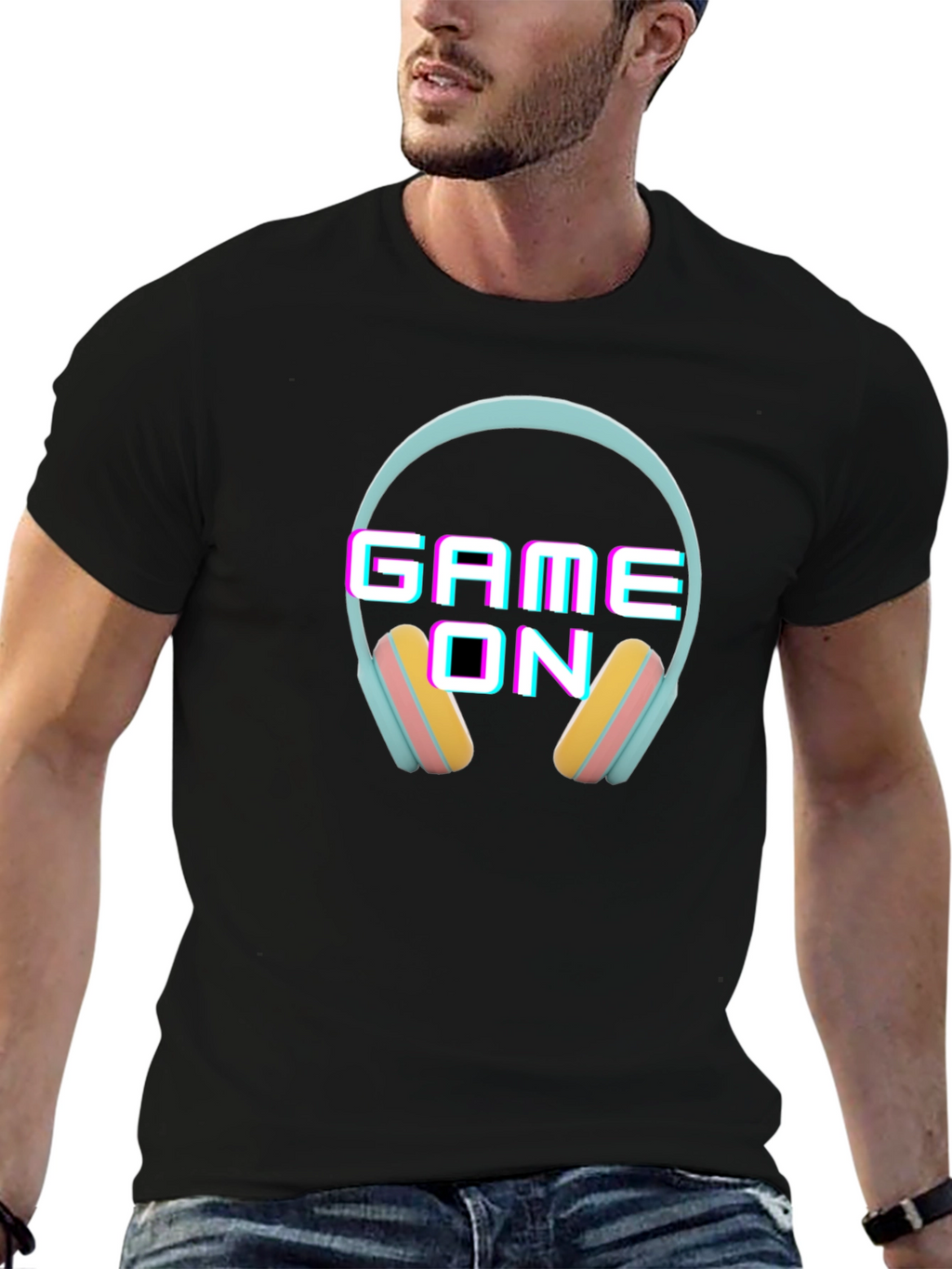Game On Headphone Graphic Black T-Shirt