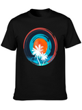 Sunset Palm Tree Graphic Black Tee