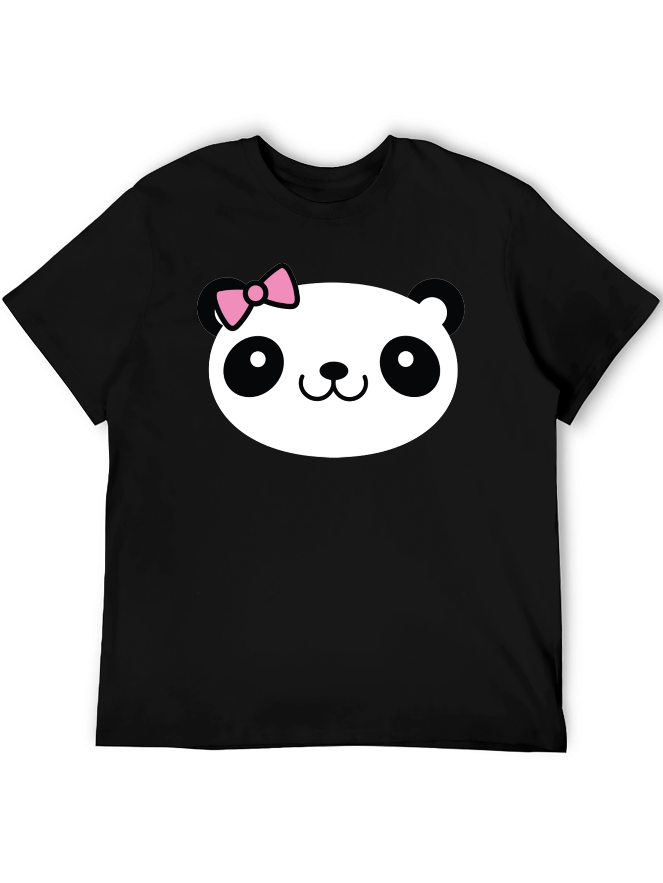 Cute Panda Graphic Tee - Black Cotton Shirt