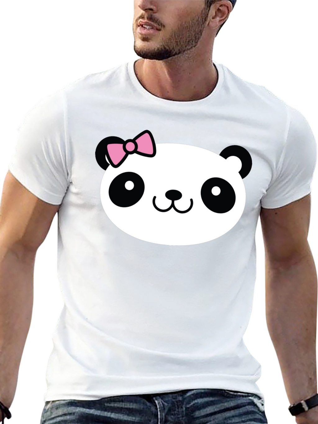 Cute Panda Graphic Tee - Black Cotton Shirt