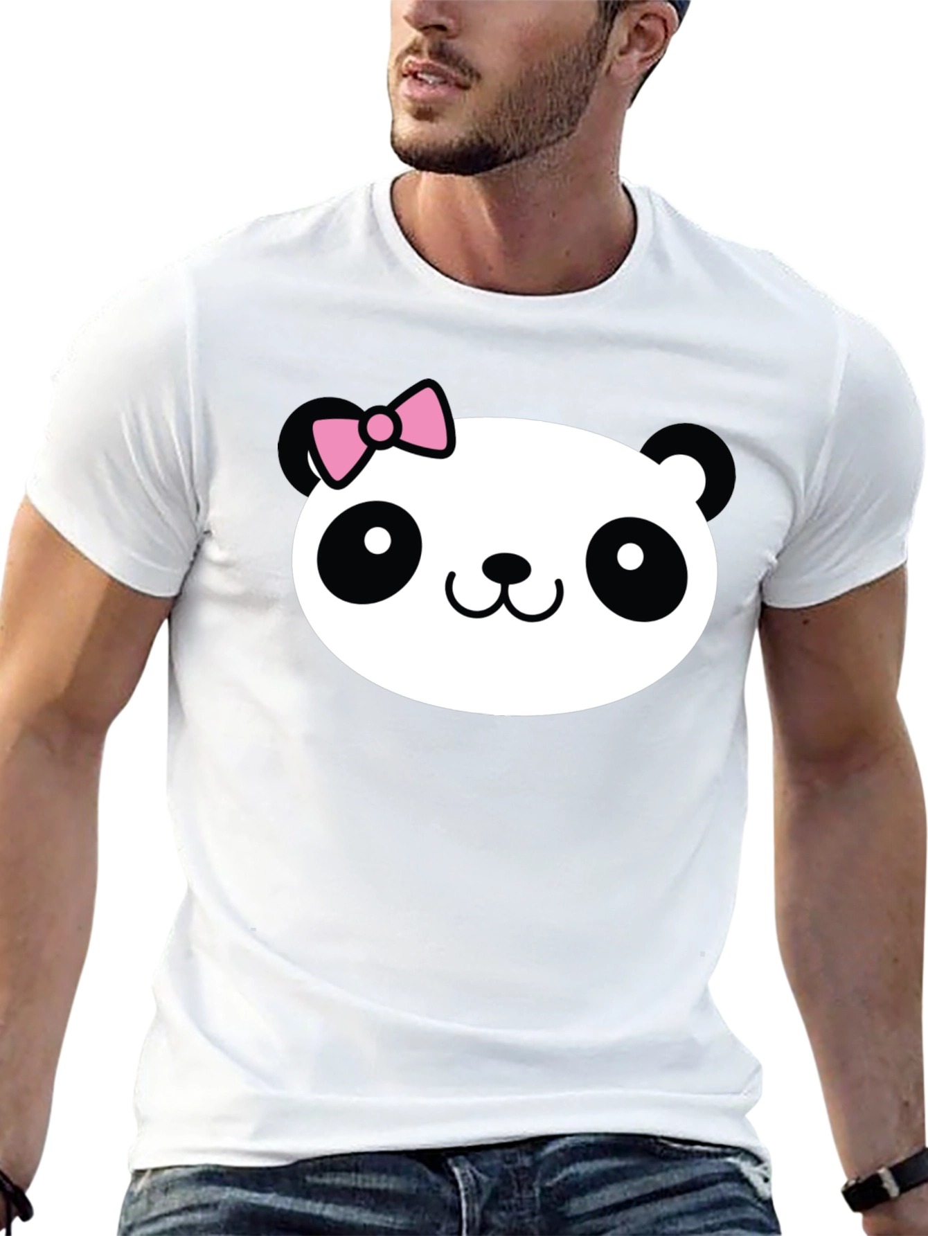 Cute Panda Graphic Tee - Black Cotton Shirt