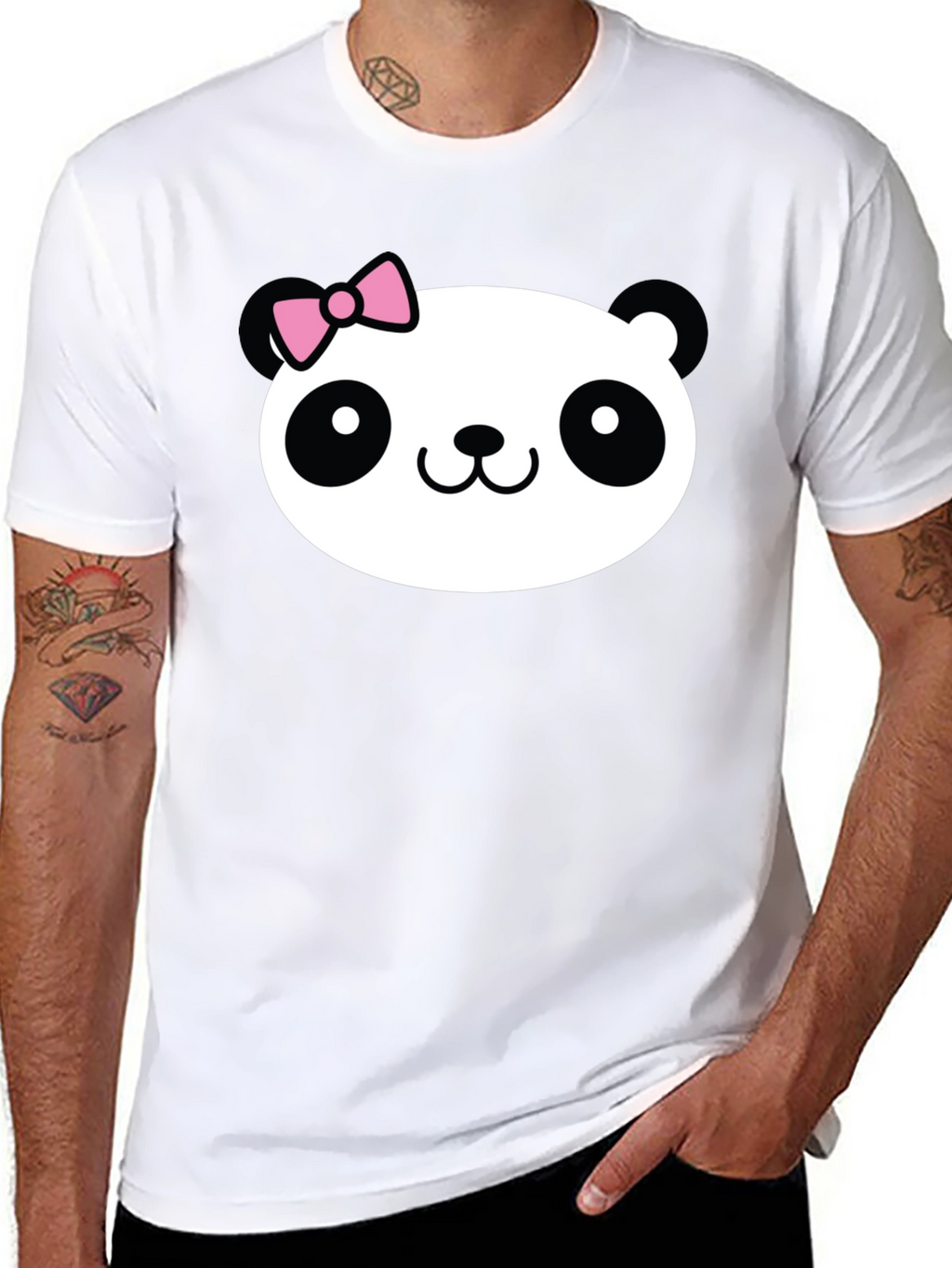 Cute Panda Graphic Tee - Black Cotton Shirt