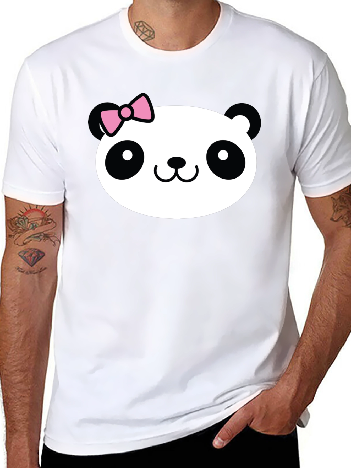 Cute Panda Graphic Tee - Black Cotton Shirt