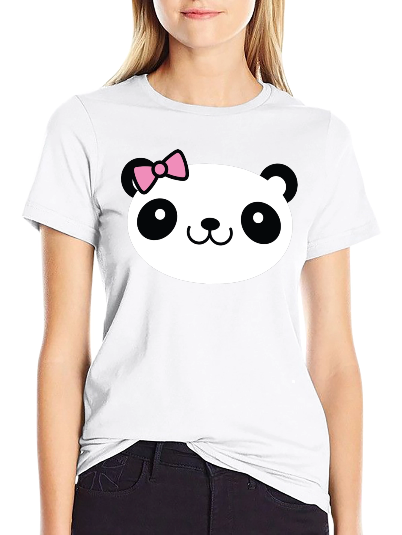 Cute Panda Graphic Tee - Black Cotton Shirt