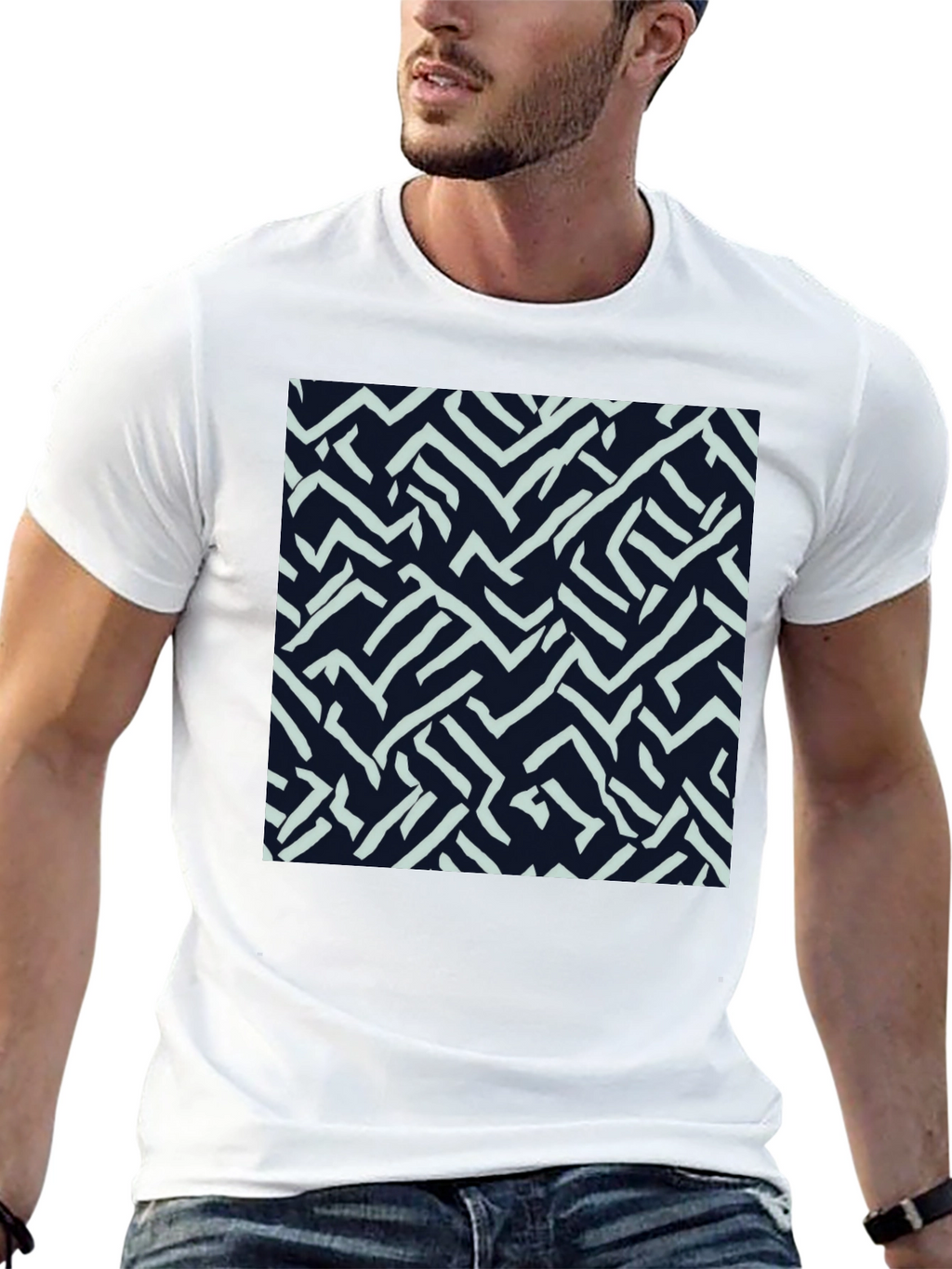 Abstract Labyrinth Print Tee - Modern Casual Style