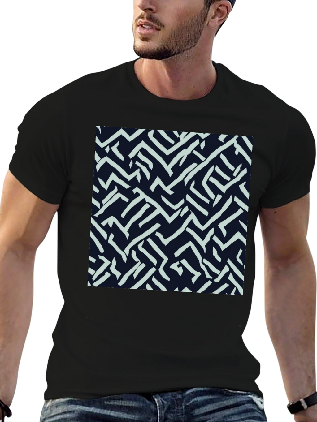 Abstract Labyrinth Print Tee - Modern Casual Style