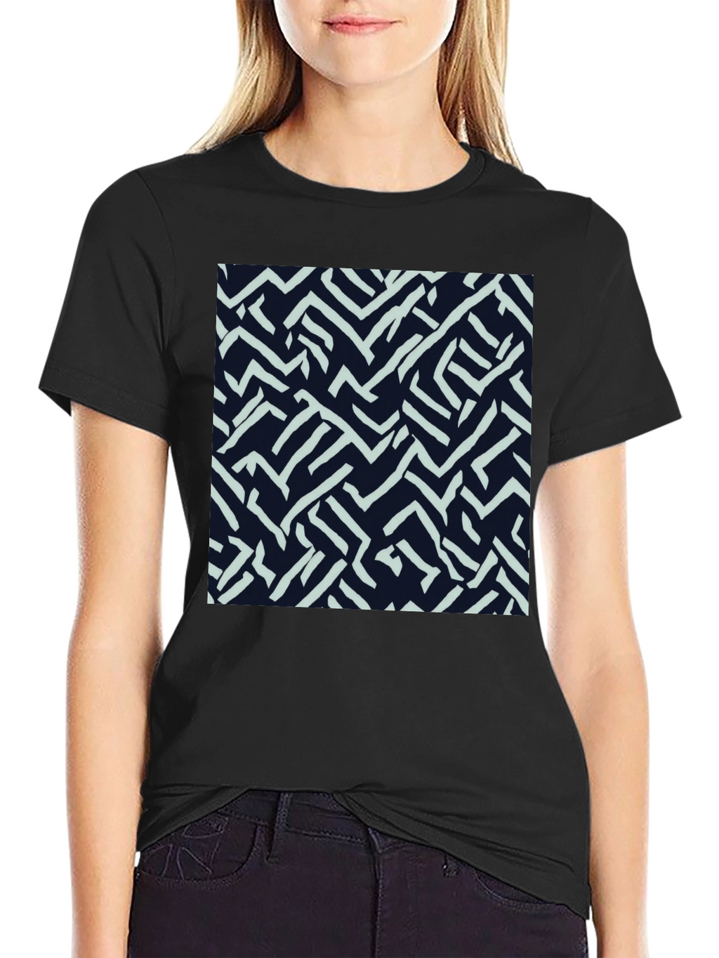 Abstract Labyrinth Print Tee - Modern Casual Style