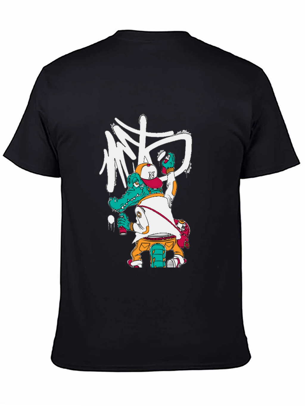 Cool Alligator Graffiti Artist Black T-Shirt