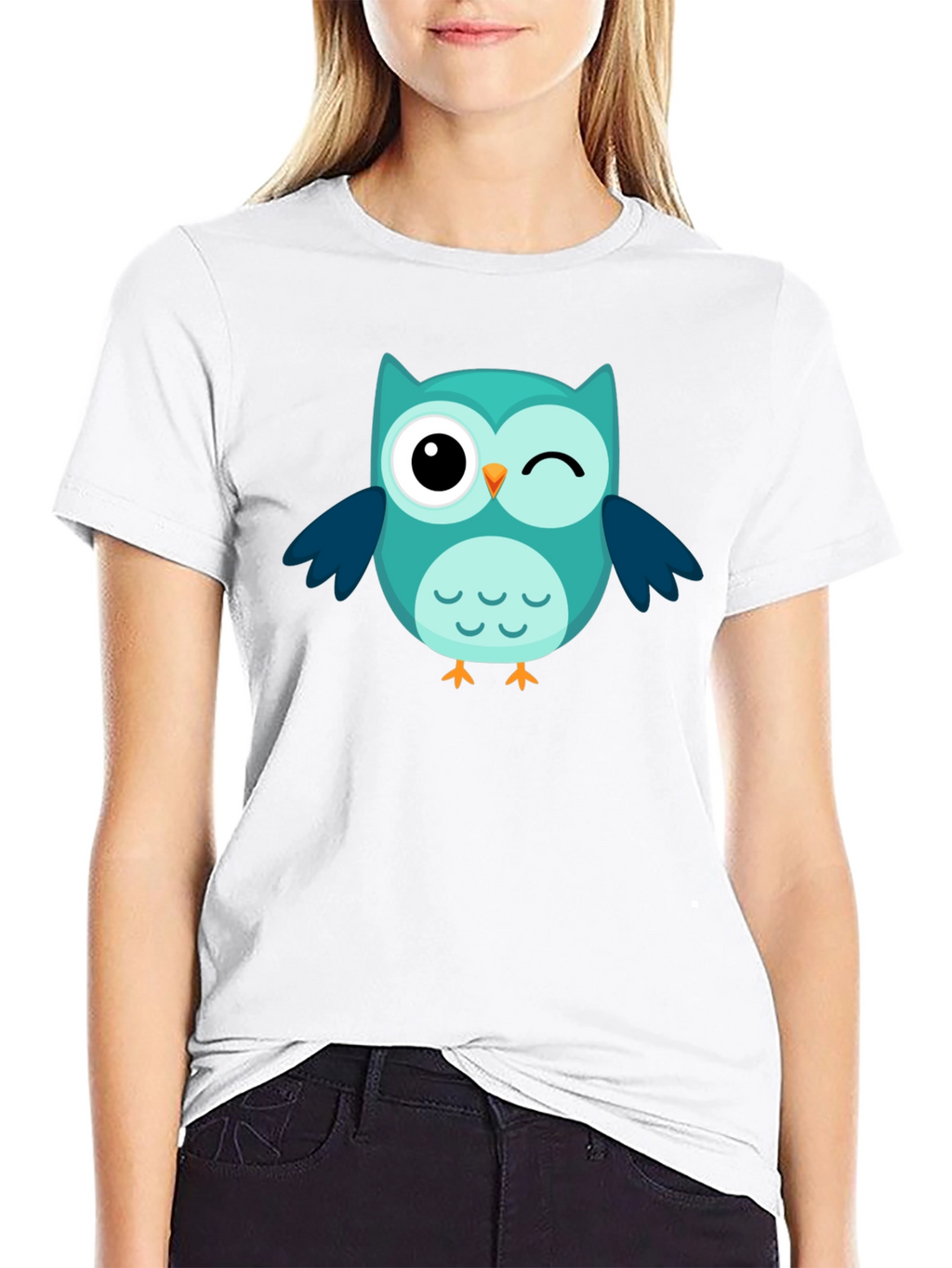Winking Owl Graphic Tee - Black Cotton Comfort