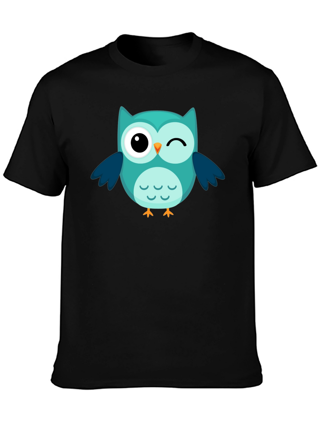 Winking Owl Graphic Tee - Black Cotton Comfort