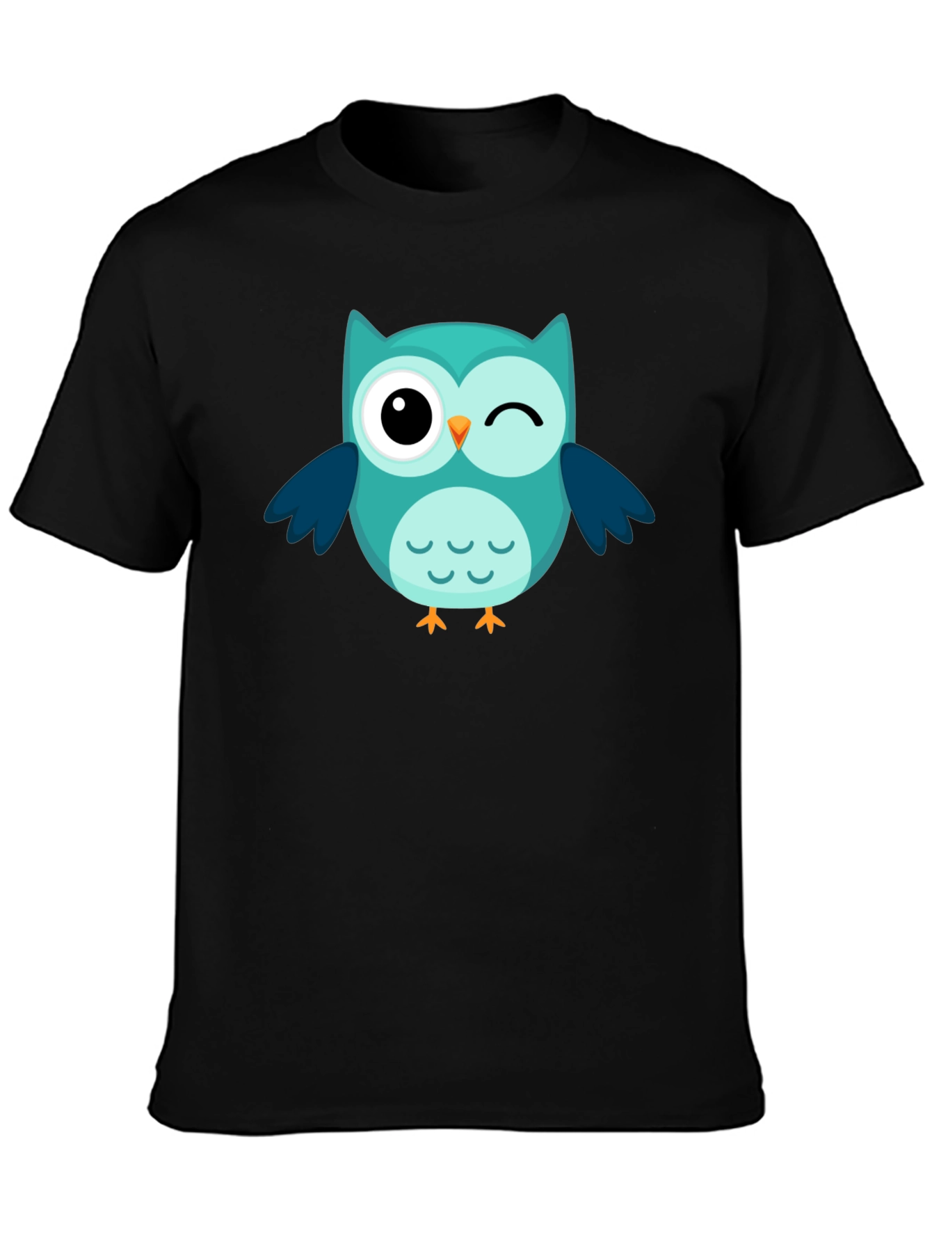 Winking Owl Graphic Tee - Black Cotton Comfort