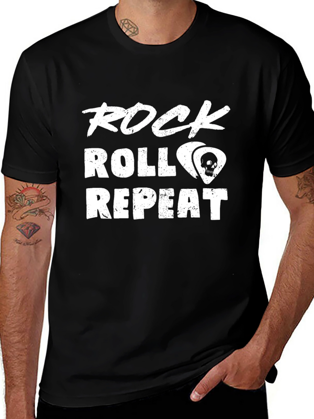 Rock Roll Repeat Graphic Tee - Music Lover Shirt