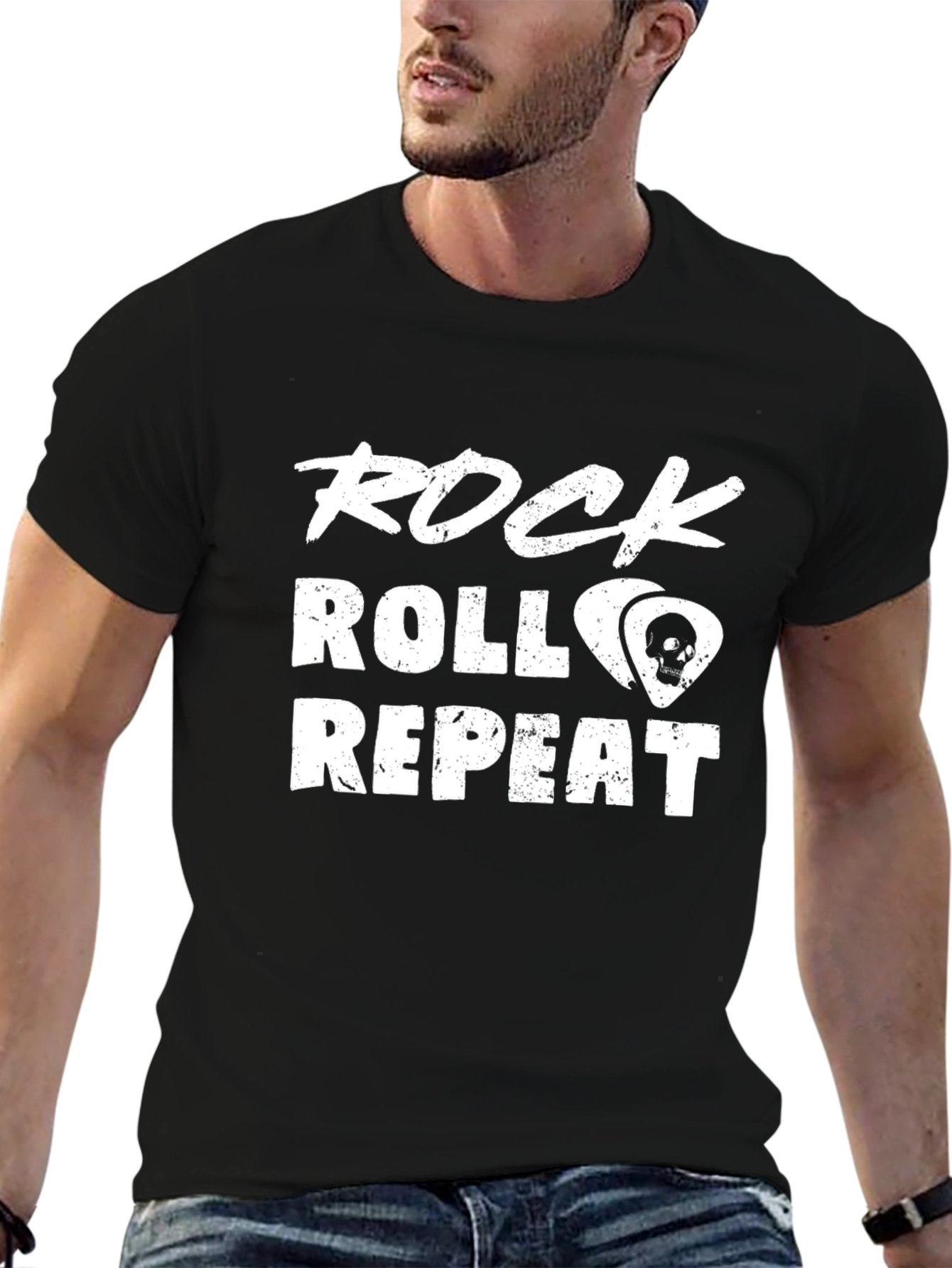 Rock Roll Repeat Graphic Tee - Music Lover Shirt