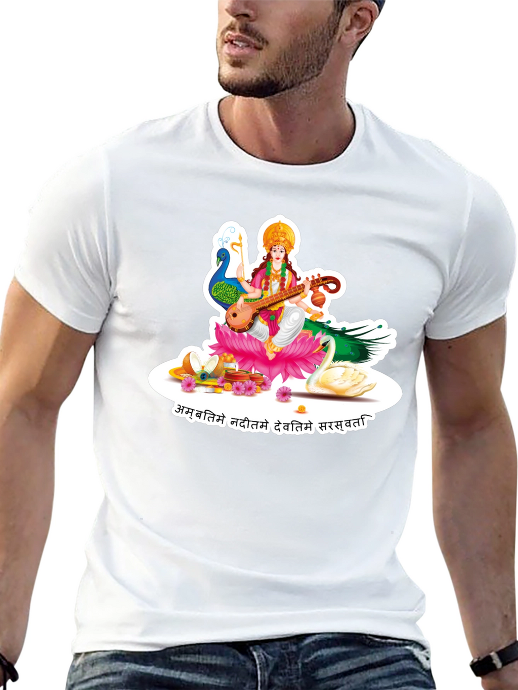 Saraswati Graphic Tee - Black Cotton T-Shirt