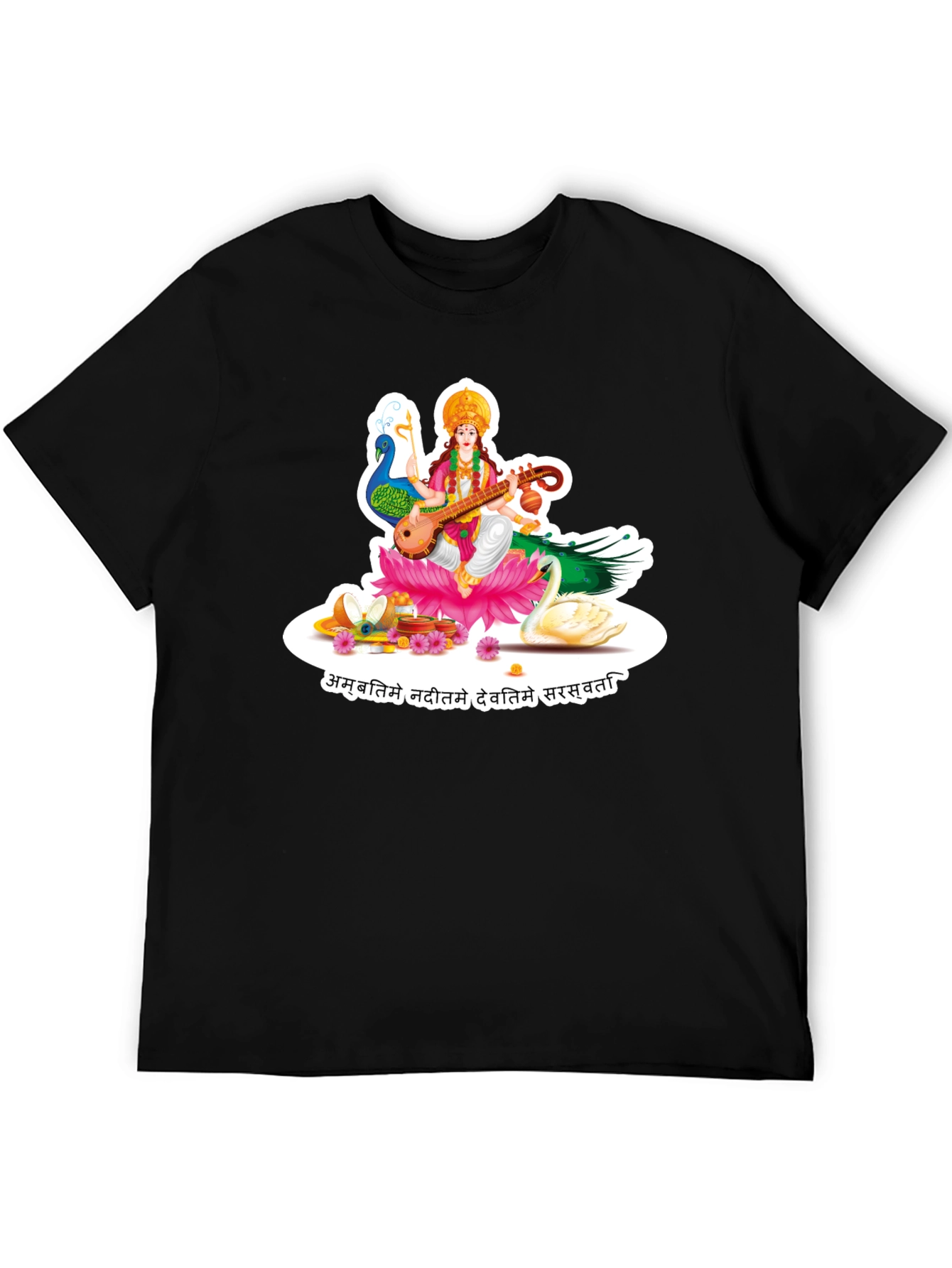 Saraswati Graphic Tee - Black Cotton T-Shirt