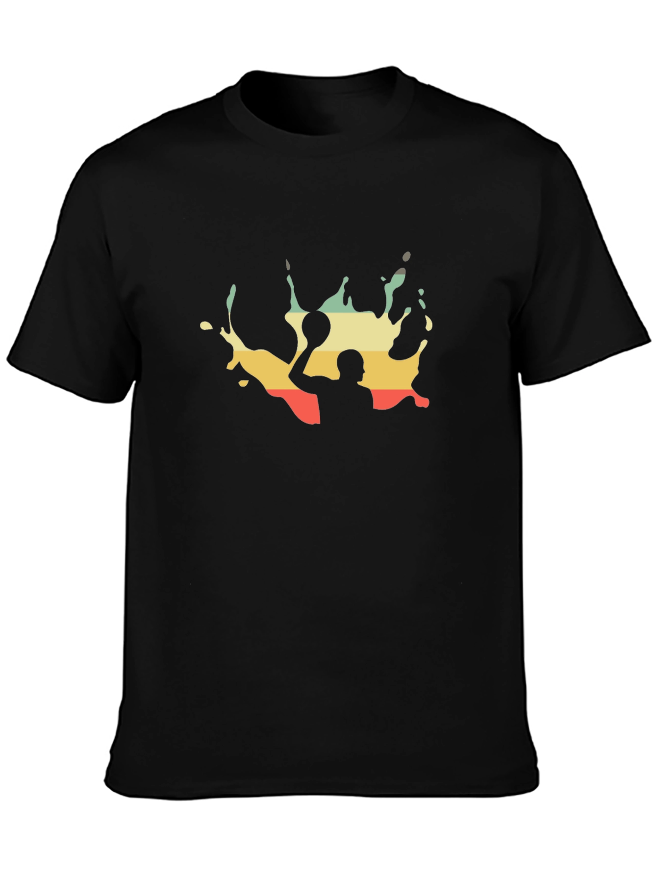 Retro Water Polo Player Black T-Shirt