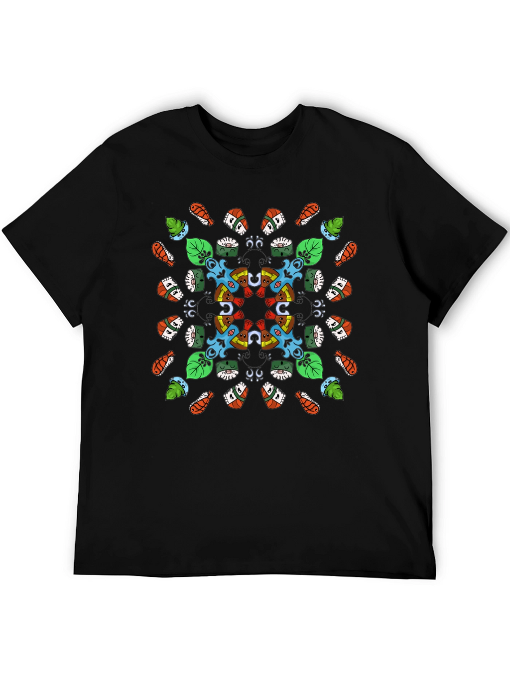 Sushi Pattern Graphic Tee - Black