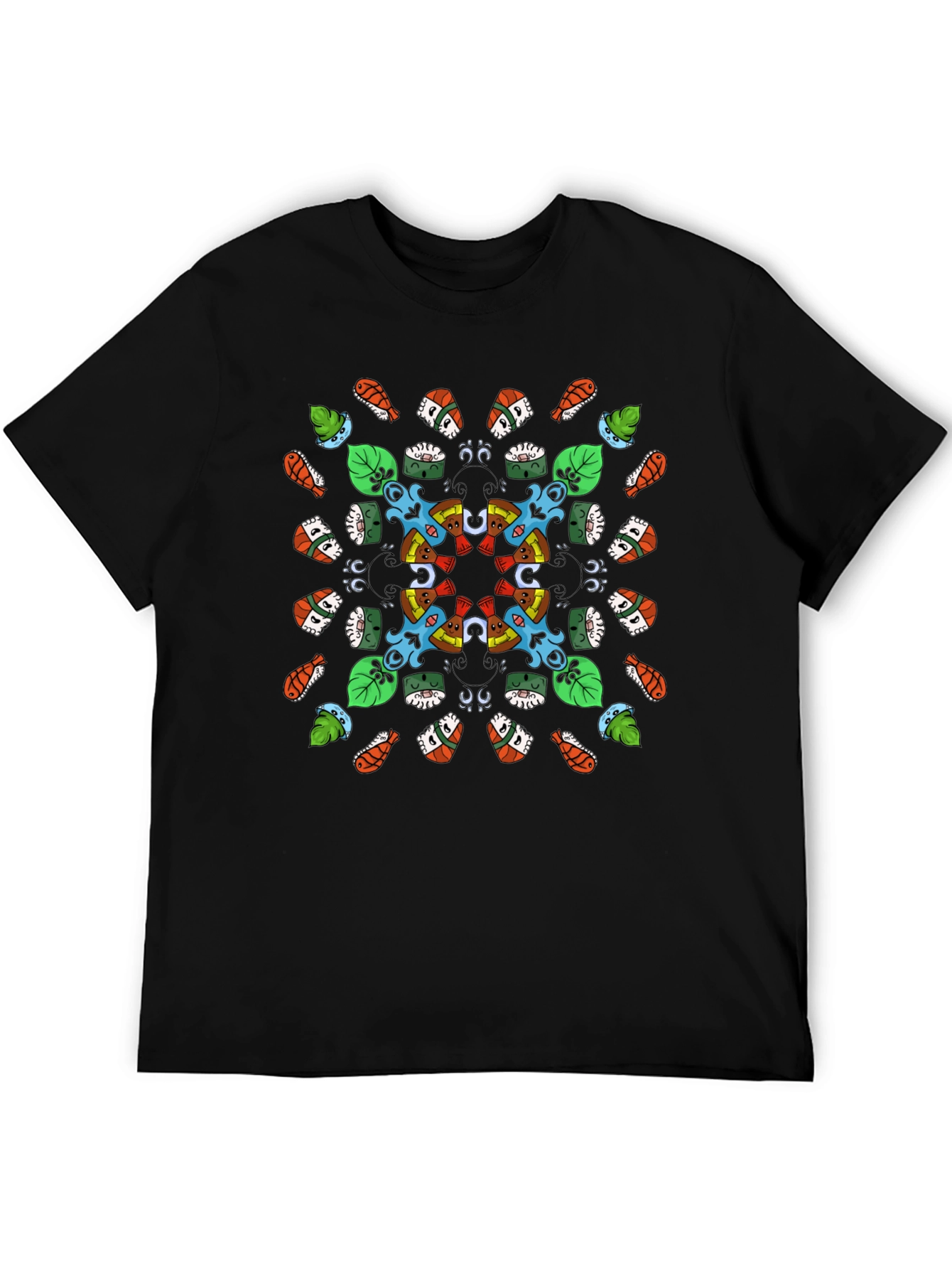 Sushi Pattern Graphic Tee - Black