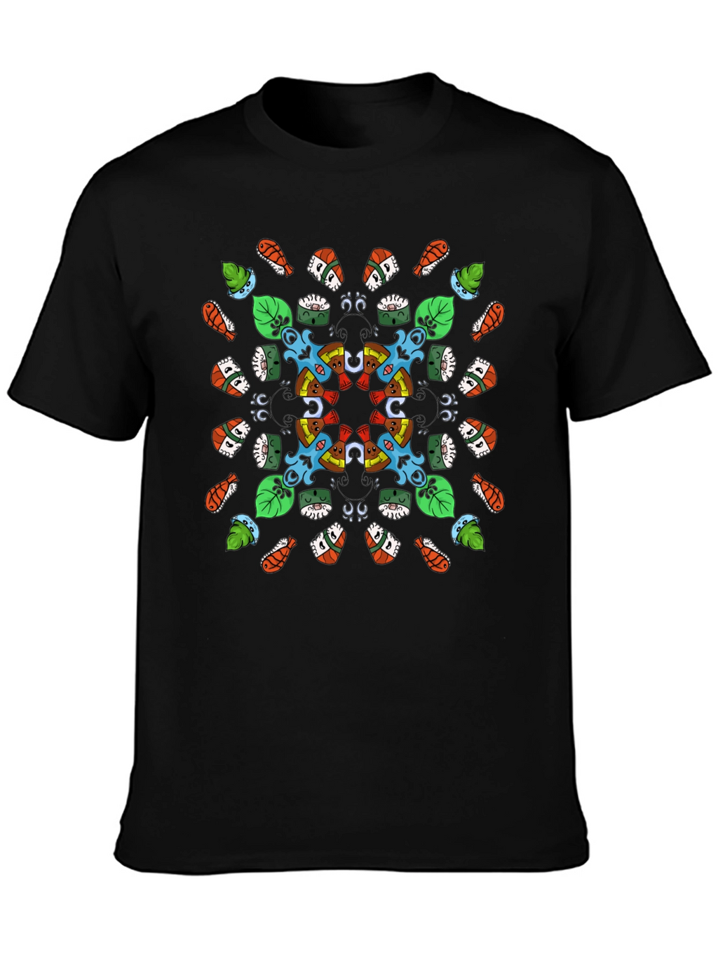 Sushi Pattern Graphic Tee - Black