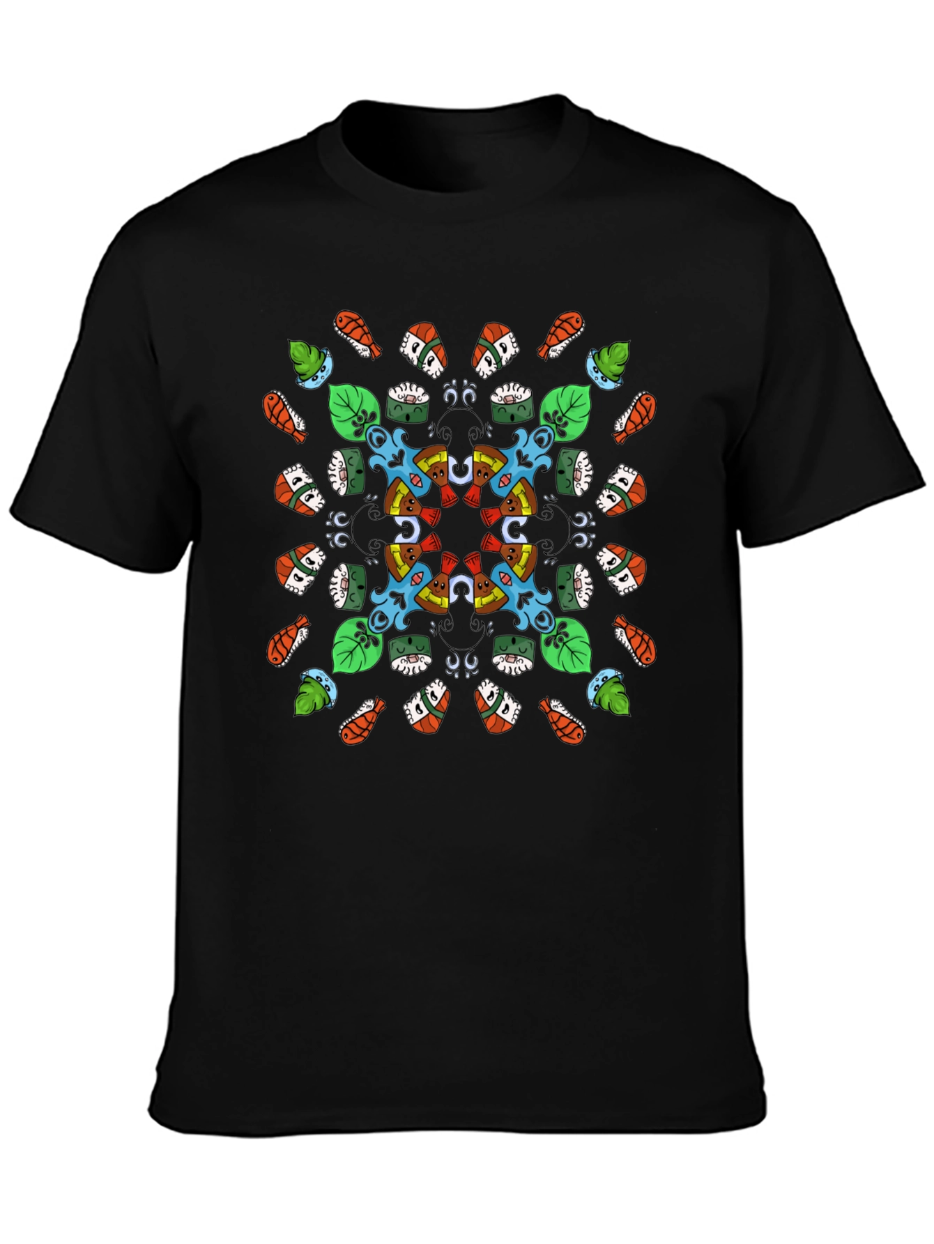 Sushi Pattern Graphic Tee - Black