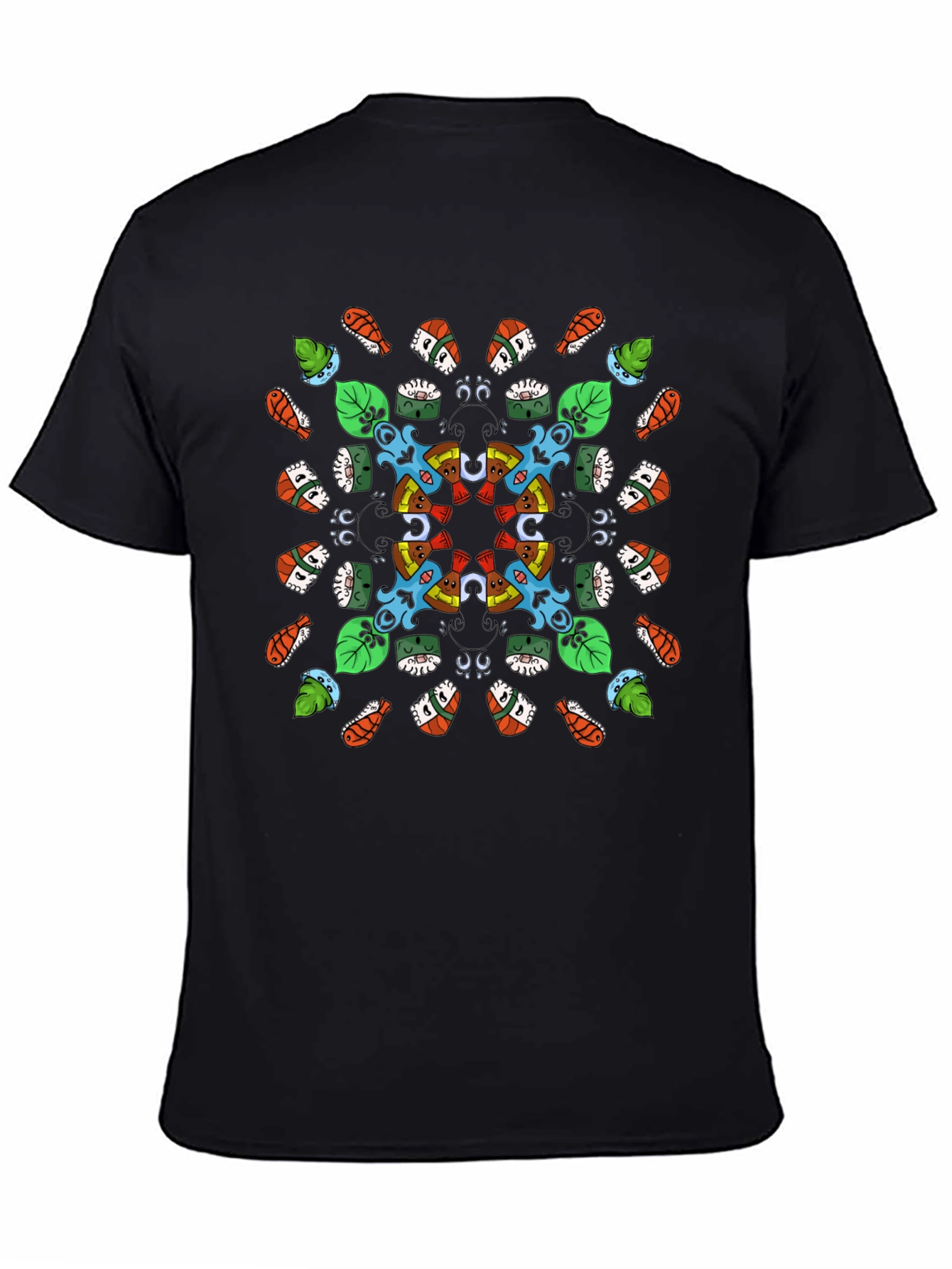Sushi Pattern Graphic Tee - Black
