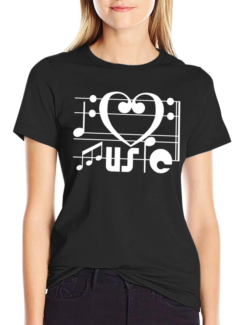 Music Lover T-Shirt - Heart Treble Clef Design
