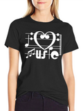 Music Lover T-Shirt - Heart Treble Clef Design