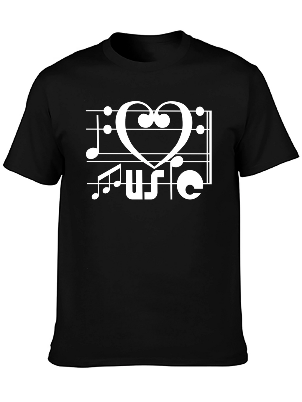 Music Lover T-Shirt - Heart Treble Clef Design
