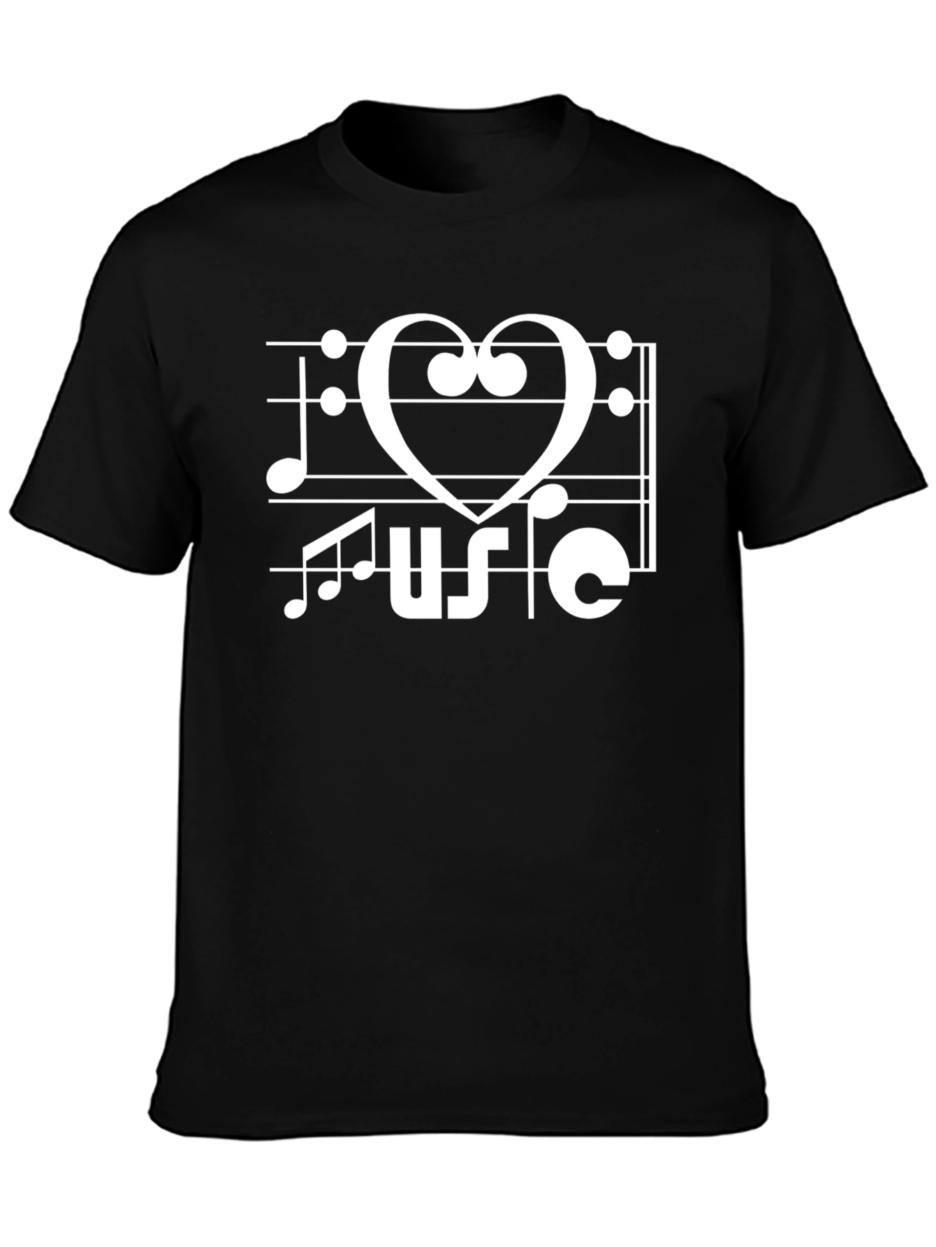Music Lover T-Shirt - Heart Treble Clef Design