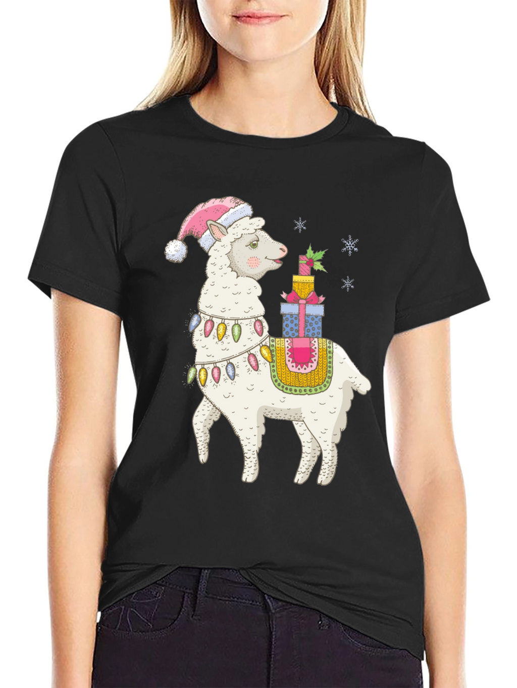Festive Llama Holiday T-Shirt - Cute Christmas Design