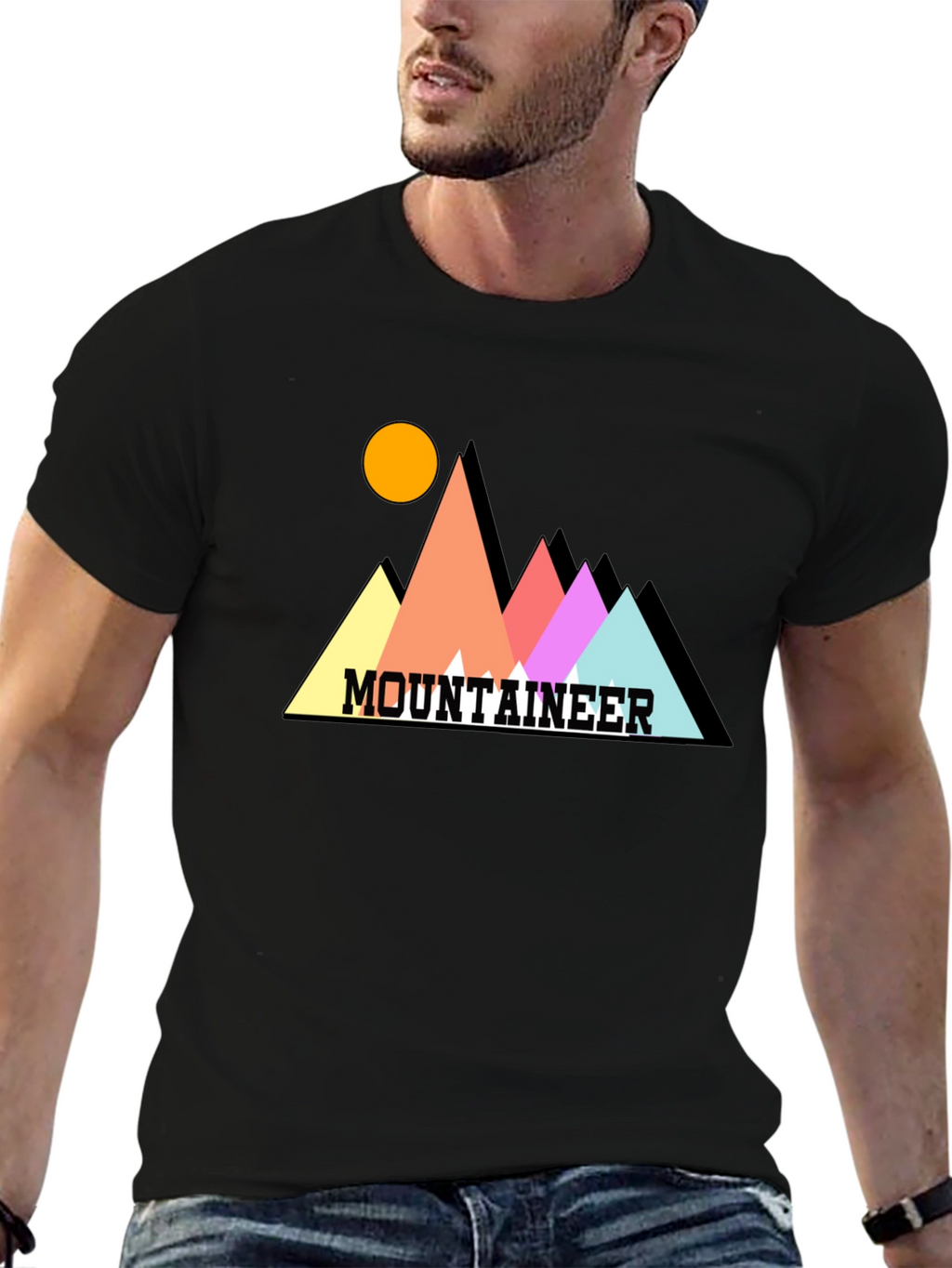 Mountaineer Graphic Tee - Stylish Black Cotton T-Shirt
