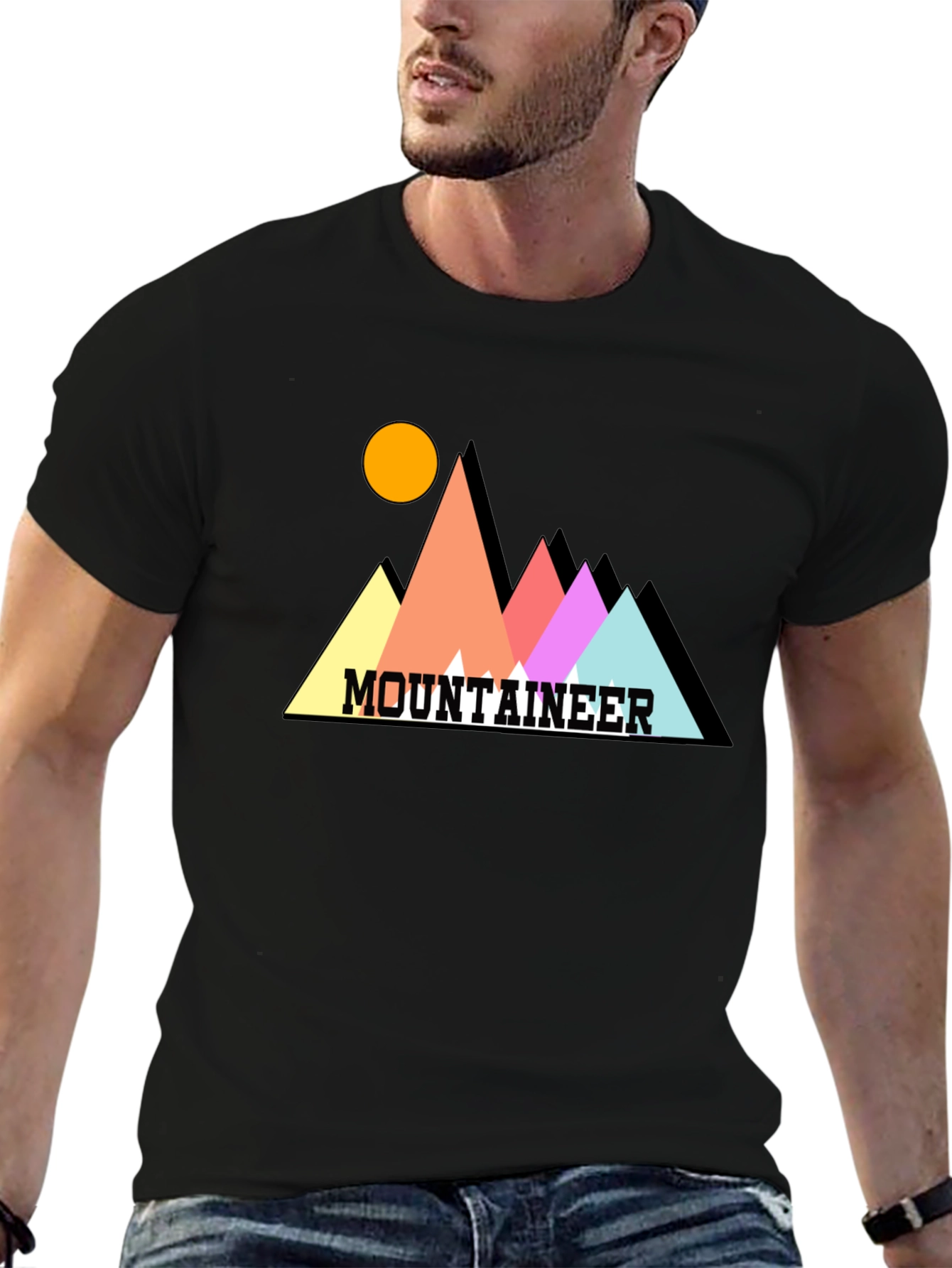 Mountaineer Graphic Tee - Stylish Black Cotton T-Shirt