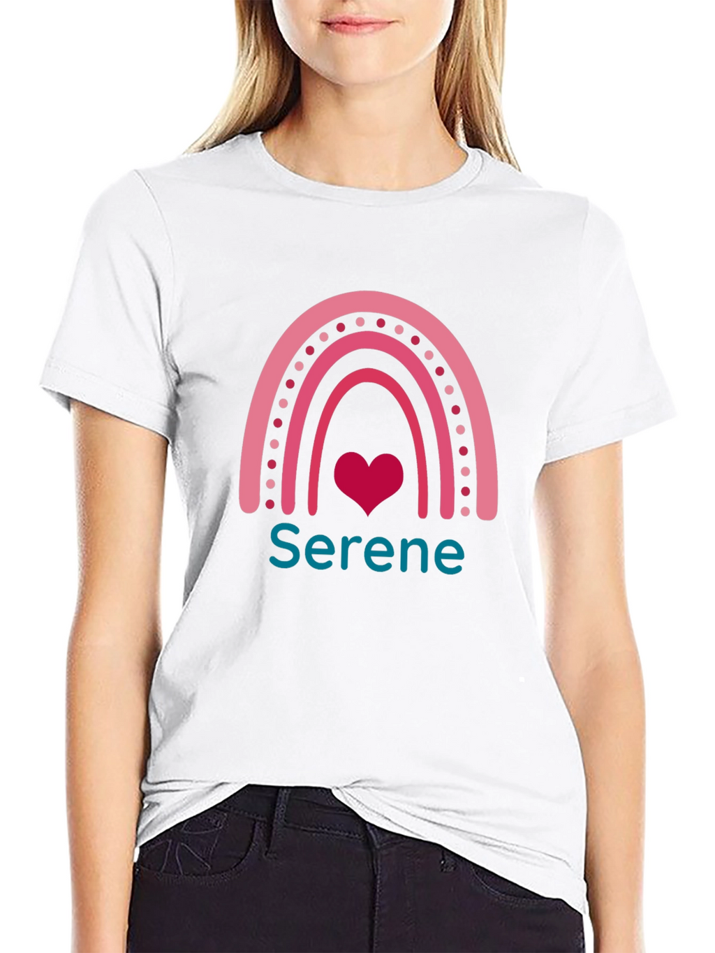 Serene Rainbow Heart Graphic Tee - Unisex