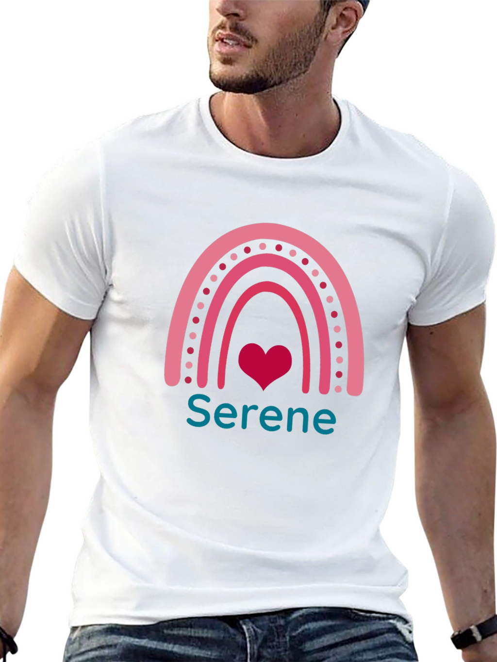 Serene Rainbow Heart Graphic Tee - Unisex