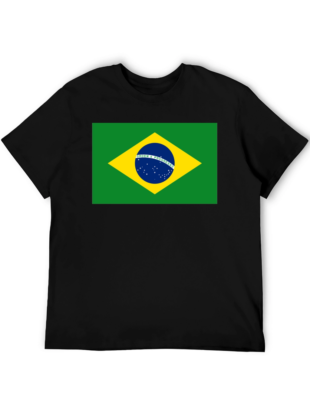 Brazil Flag T-Shirt - Black Cotton Tee