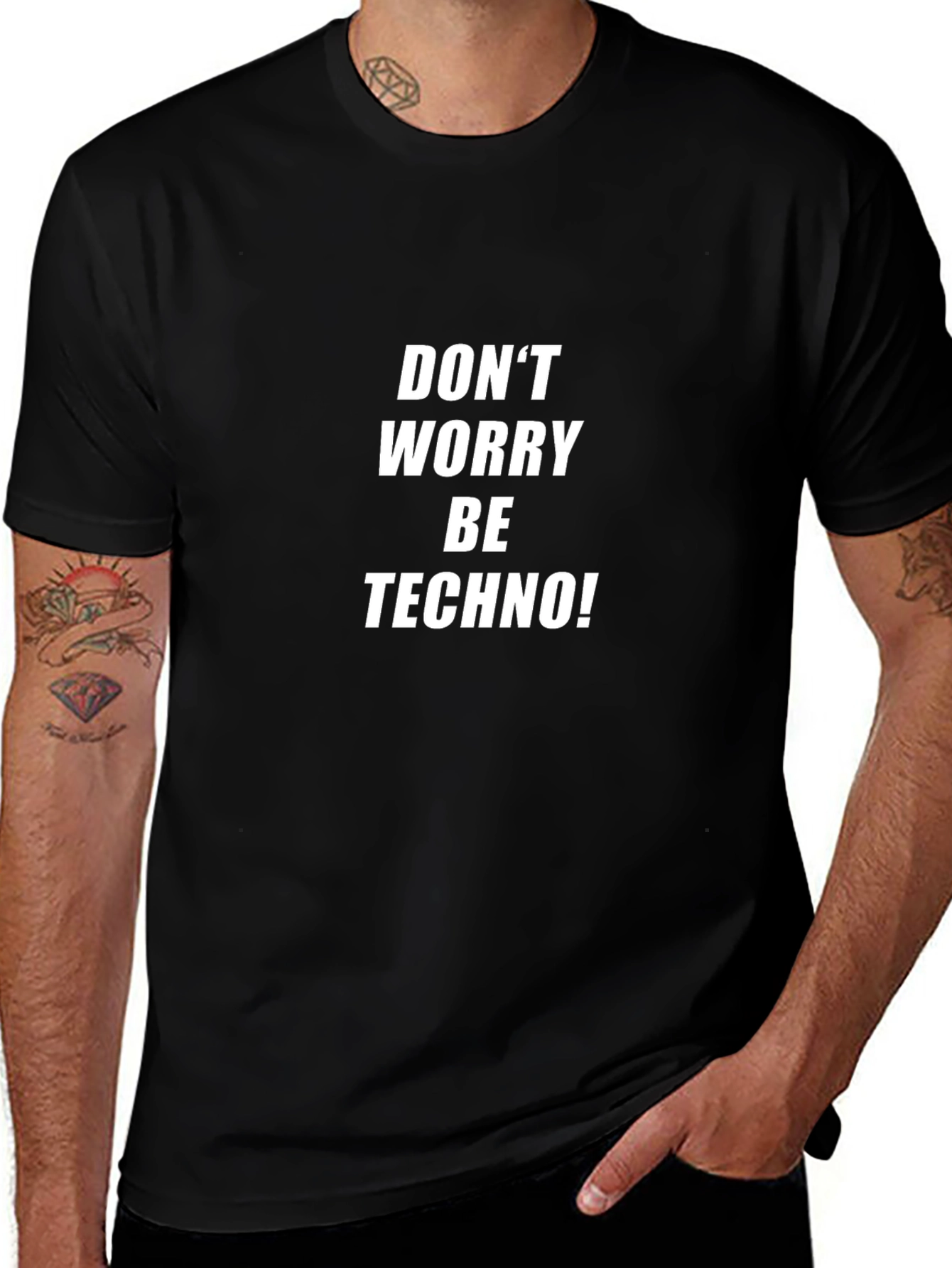 Dont Worry Be Techno! Black T-Shirt