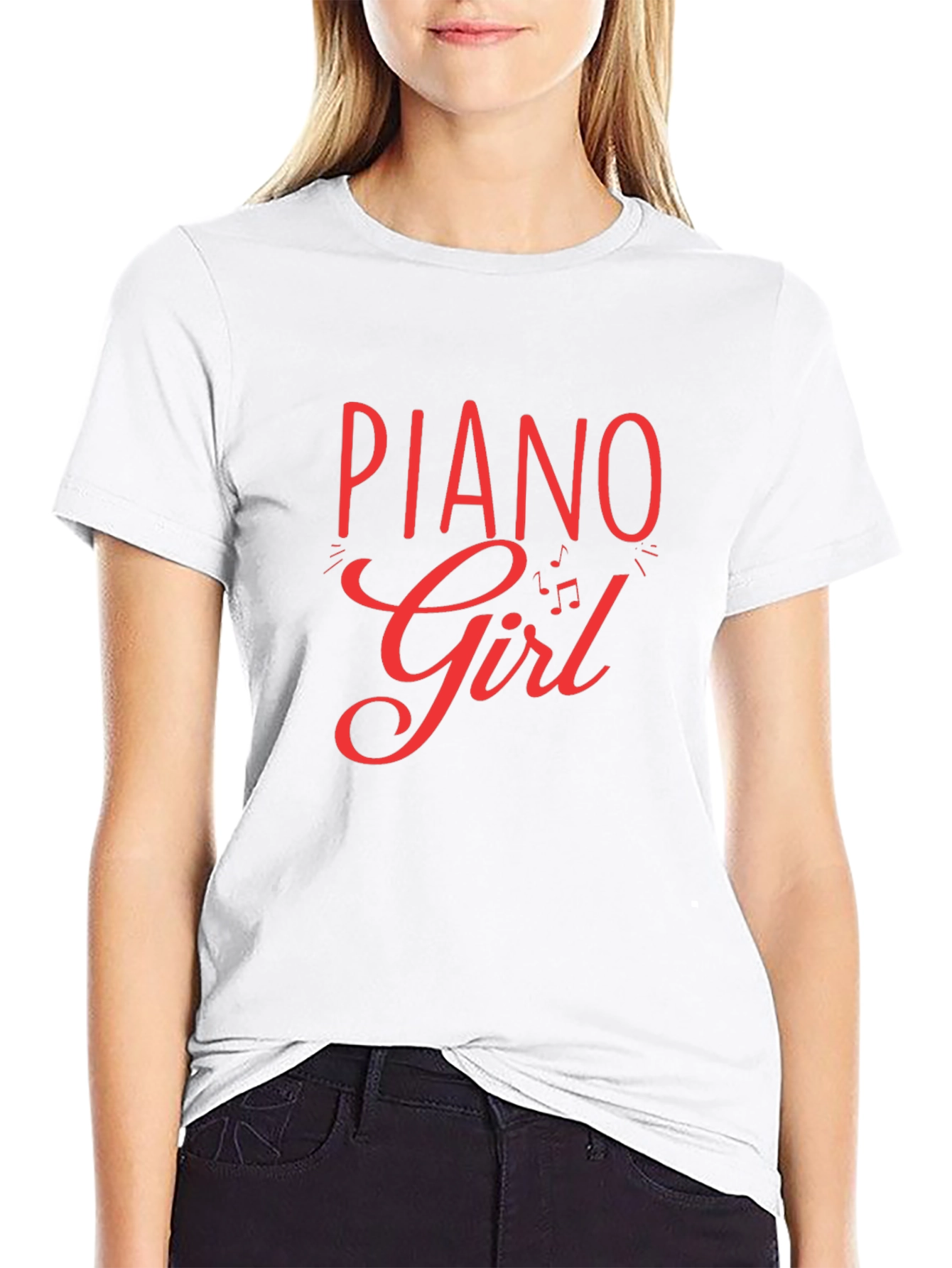 Piano Girl Black T-Shirt